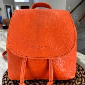 Portland Leather Goods Bucket Backpack Cape Coral Orange Excellent Condition